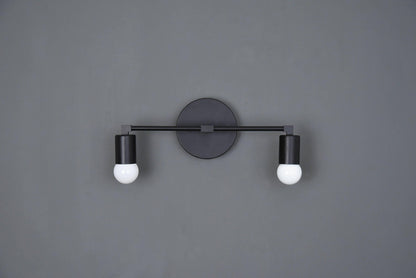 Modern Brass Wall Sconce Vanity Gold Brass 2 Bulb Round Sconce - Doozie Light Studio