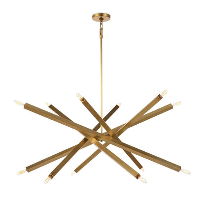 Spiral Modern Brass 12 Light Chandelier Fixture - Brushed Brass
