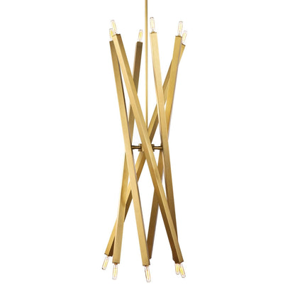 Spiral Modern Brass 12 Light Chandelier Fixture - Brushed Brass