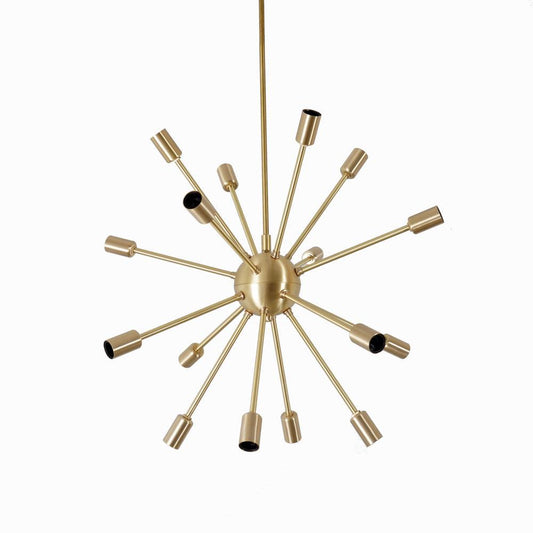 Modern Brass 16 Arms Round Sputnik Chandelier