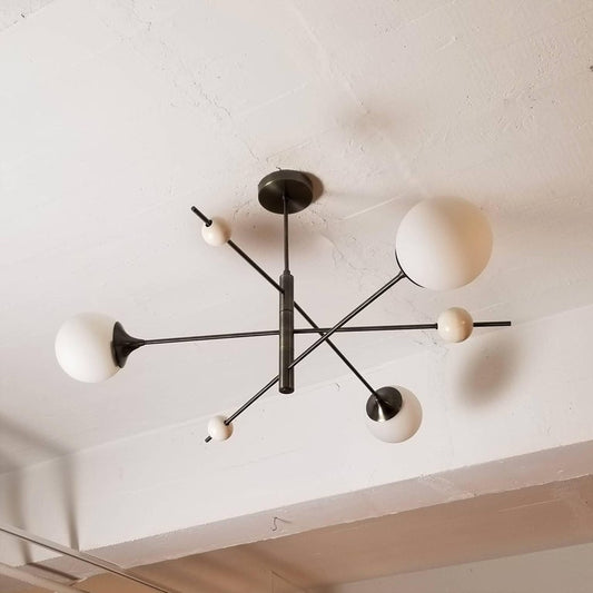 Sculptural Orbital 3-Arm Pendant Globe Chandelier