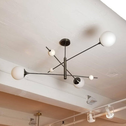 Sculptural Orbital 3-Arm Pendant Globe Chandelier