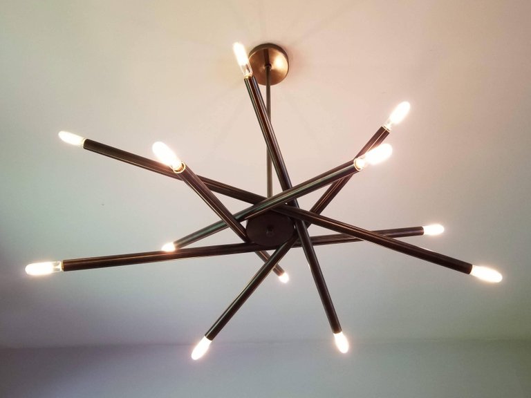 Modern Brass 12 Light Spiral Chandelier 28"D