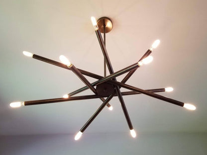 Modern Brass 12 Light Spiral Chandelier 28"D