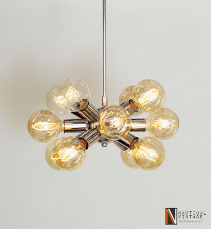Modern Chrome Brass Hanging Ceiling Sputnik Chandelier with 12 Arms