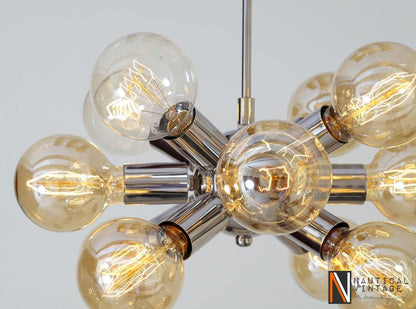 Modern Chrome Brass Hanging Ceiling Sputnik Chandelier with 12 Arms