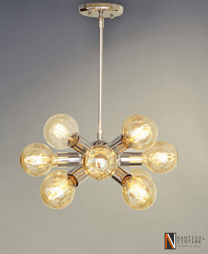 Modern Chrome Brass Hanging Ceiling Sputnik Chandelier with 12 Arms