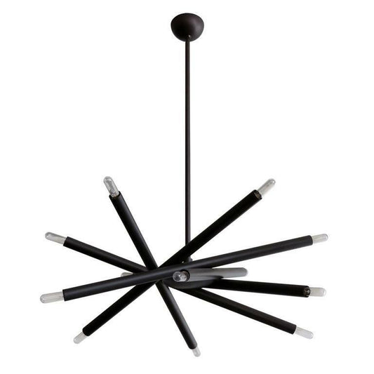 Mid Century Modern Brass Spiral Chandelier - 6 Arm 12 Light Black Chandelier