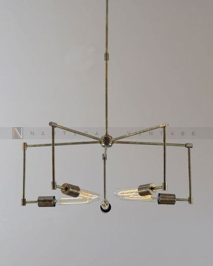 Modern Brass 5 Light Sputnik chandelier - Industrial Hanging Light Lighting