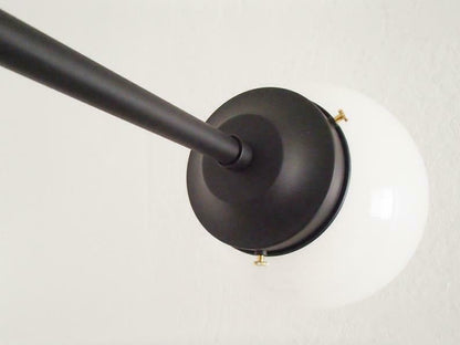 Brass Modern Pendant - Twin Glass Shades - Globe Orb - 4 Glass Globe Chandelier