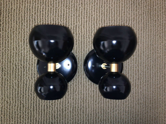 Set of 2 Mid century style modern brass double shade wall sconce