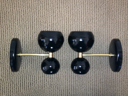 Set of 2 Mid century style modern brass double shade wall sconce
