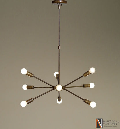 Mid century modern brass chandelier light - Industrial Hanging Light Fixture
