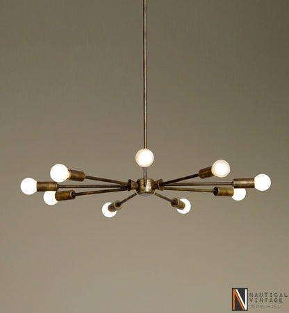Mid century modern brass chandelier light - Industrial Hanging Light Fixture