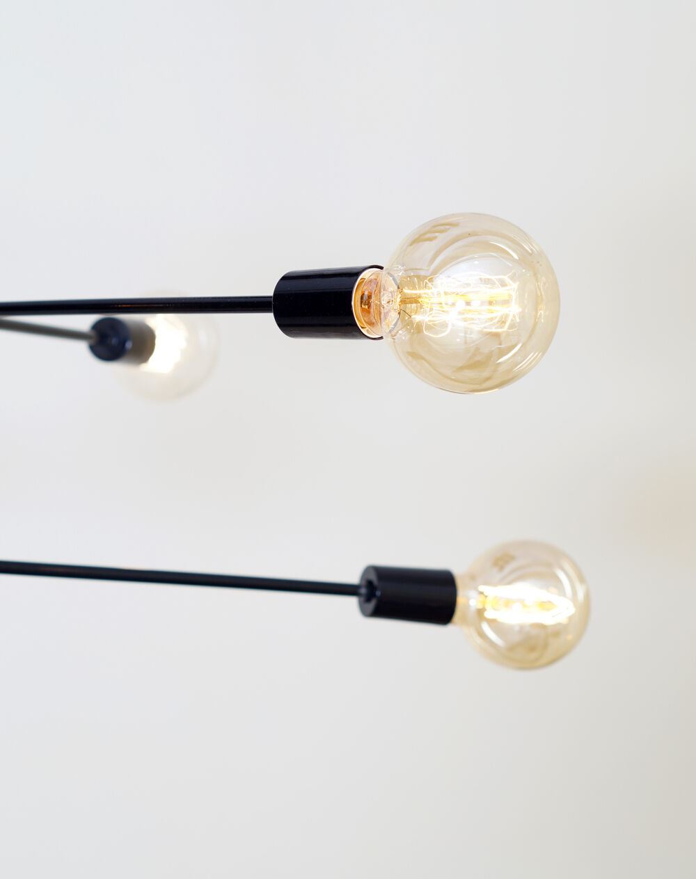 Mid century modern brass chandelier light fixture - 6 Arms Black Light Fixture
