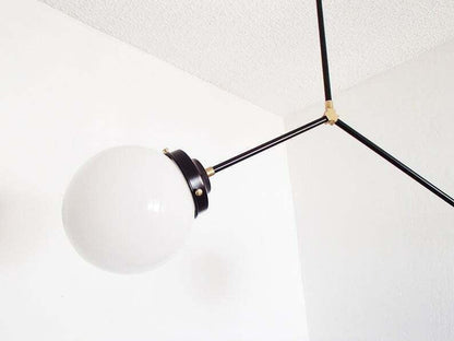 Brass Modern Pendant - Twin Glass Shades - Globe Orb - 2 Glass Globe Chandelier