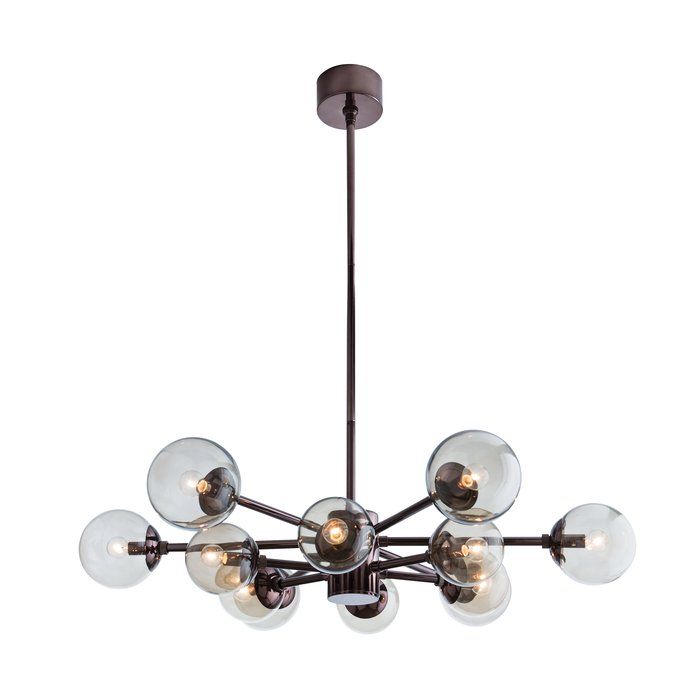 Karrington Brass 12 Light Modern Sputnik Clear Glass Chandelier