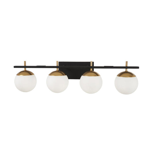 Modern Brass 4 Light Glass Globe Wall Sconce