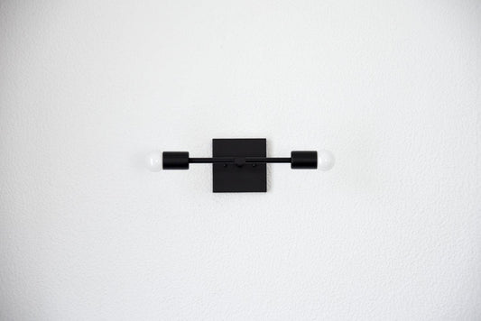 Modern Brass Wall Sconce Vanity Gold Brass 2 Bulb Square Sconce
