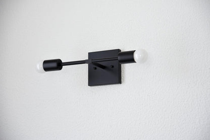 Modern Brass Wall Sconce Vanity Gold Brass 2 Bulb Square Sconce - Doozie Light Studio