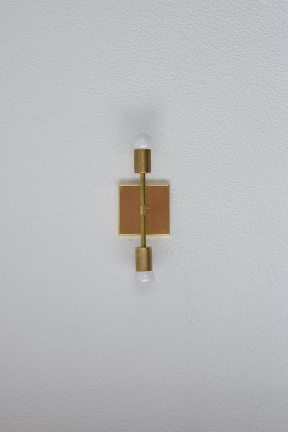 Modern Brass Wall Sconce Vanity Gold Brass 2 Bulb Square Sconce - Doozie Light Studio