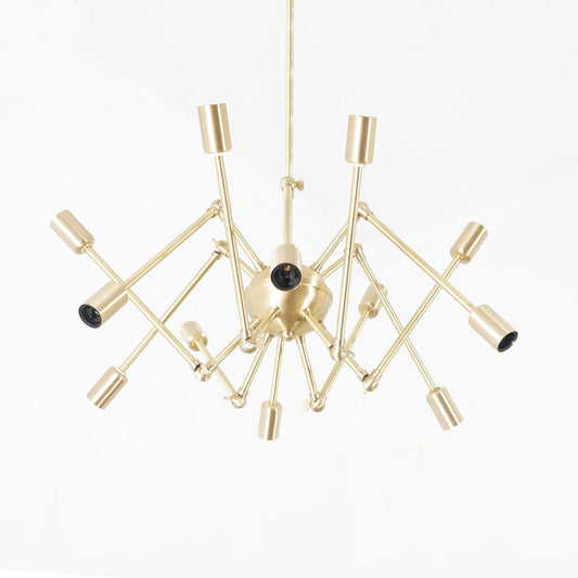 Modern Brass 12 Swivel Arm Sputnik Chandelier Light Fixture