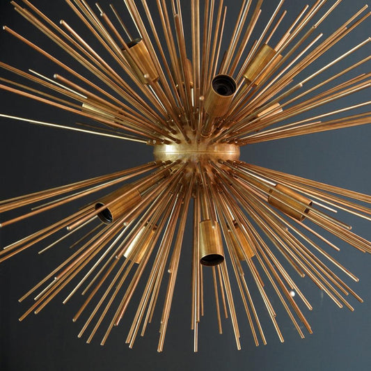 Modern Brass Sputnik Urchin Chandelier Light Fixture