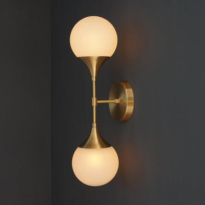 Modern Brass 2 Lights Armed Glass Globes Wall Sconce