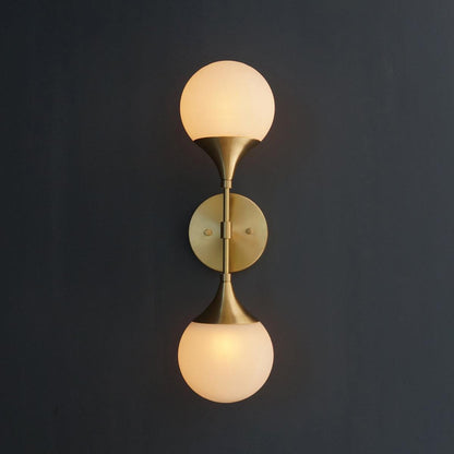 Modern Brass 2 Lights Armed Glass Globes Wall Sconce