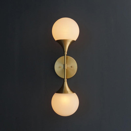 Modern Brass 2 Lights Armed Glass Globes Wall Sconce