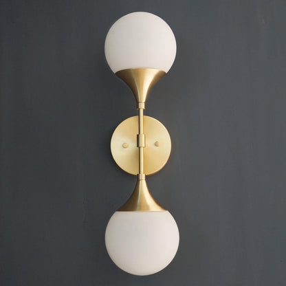 Modern Brass 2 Lights Armed Glass Globes Wall Sconce