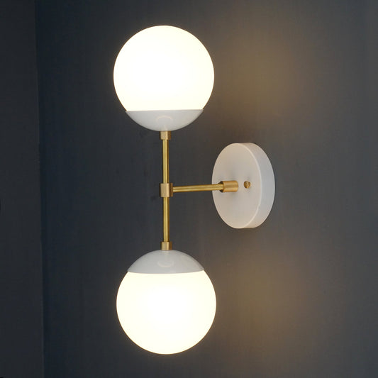 Modern Brass 2 Lights Armed Glass Globes Wall Sconce
