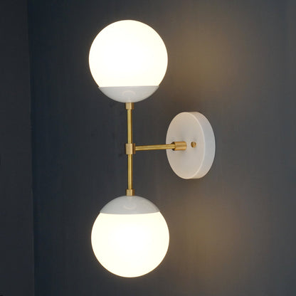 Modern Brass 2 Lights Armed Glass Globes Wall Sconce
