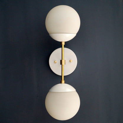 Modern Brass 2 Lights Armed Glass Globes Wall Sconce