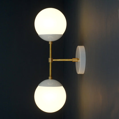 Modern Brass 2 Lights Armed Glass Globes Wall Sconce