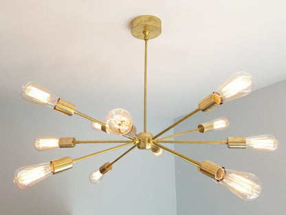 Modern Brass 12 Lights Sputnik Chandelier - 28"D