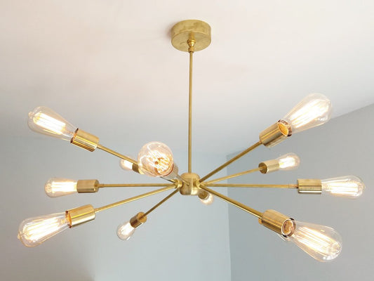 Modern Brass 12 Lights Sputnik Chandelier - 28"D