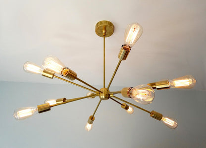 Modern Brass 12 Lights Sputnik Chandelier - 28"D