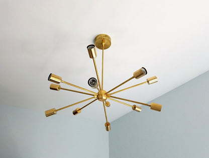 Modern Brass 12 Lights Sputnik Chandelier - 28"D