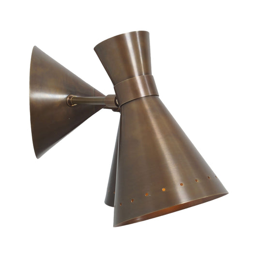 Double Shade Brass Articulated Arm Wall Lamp