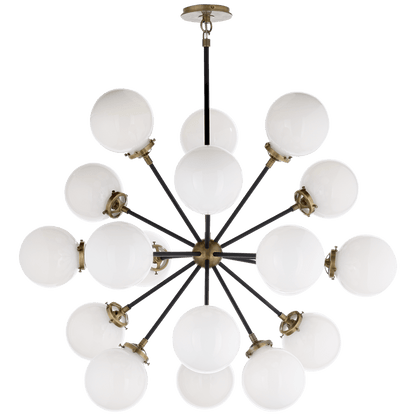 Modern Brass Round Bistro Globe Chandelier - 18 Light Chandelier