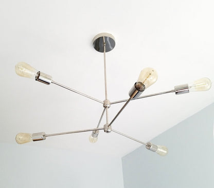 Double Layers 6 Light Modern Brass Sputnik Chandelier