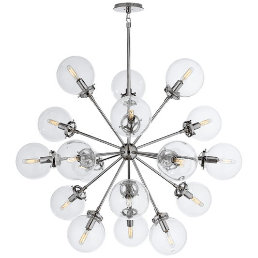 Modern Brass Round Bistro Globe Chandelier - 18 Light Chandelier