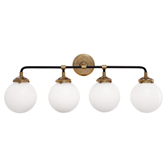 Modern Brass 4 Light Glass Globe Wall Sconce