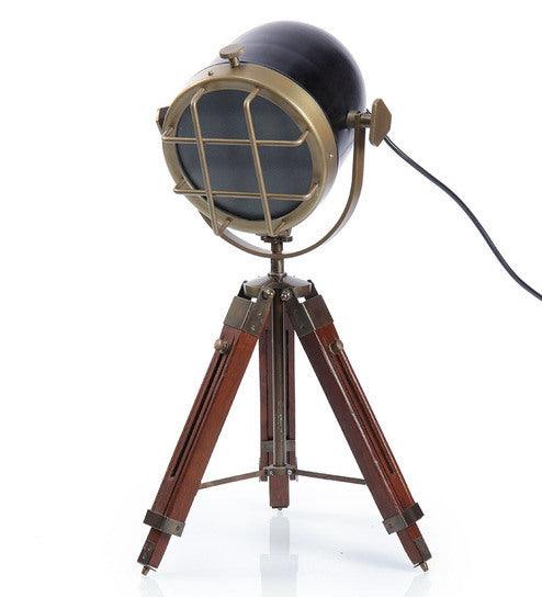 Brass Finish Rustic Tripod Table Lamp