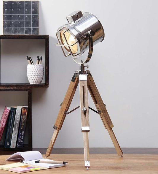 Nickel Finish Modern Tripod Table Lamp