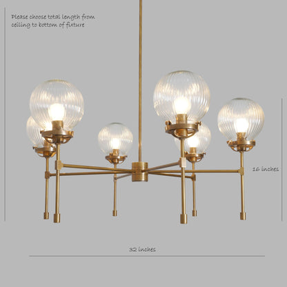 Heritage Brass 6 Ribbed Globes Osborne Chandelier Light Fixture