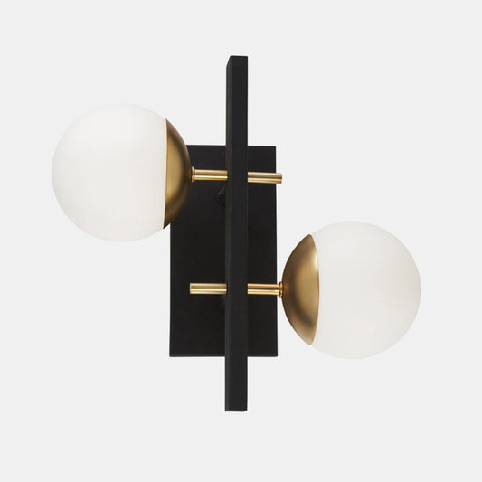 Modern Brass Double Globe Wall Sconce