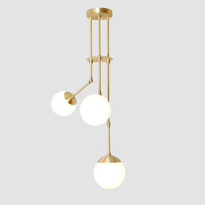 Handcrafted Modern Brass 3 Globe Balance Chandelier Light Fixture