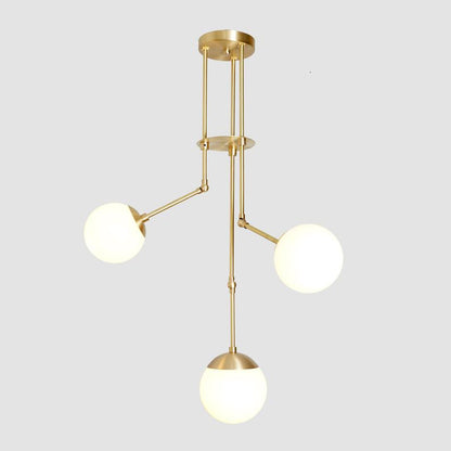 Handcrafted Modern Brass 3 Globe Balance Chandelier Light Fixture